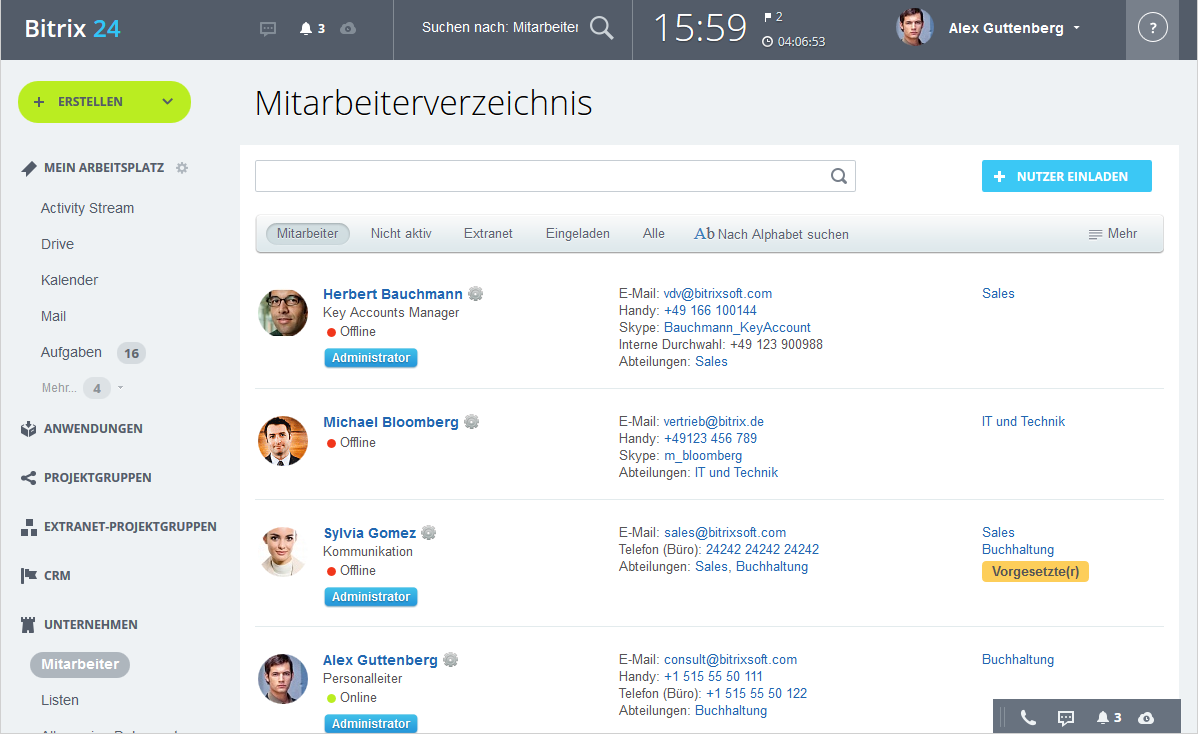 LINXYS Social Intranet HR fuer Mitarbeiter Bitrix24