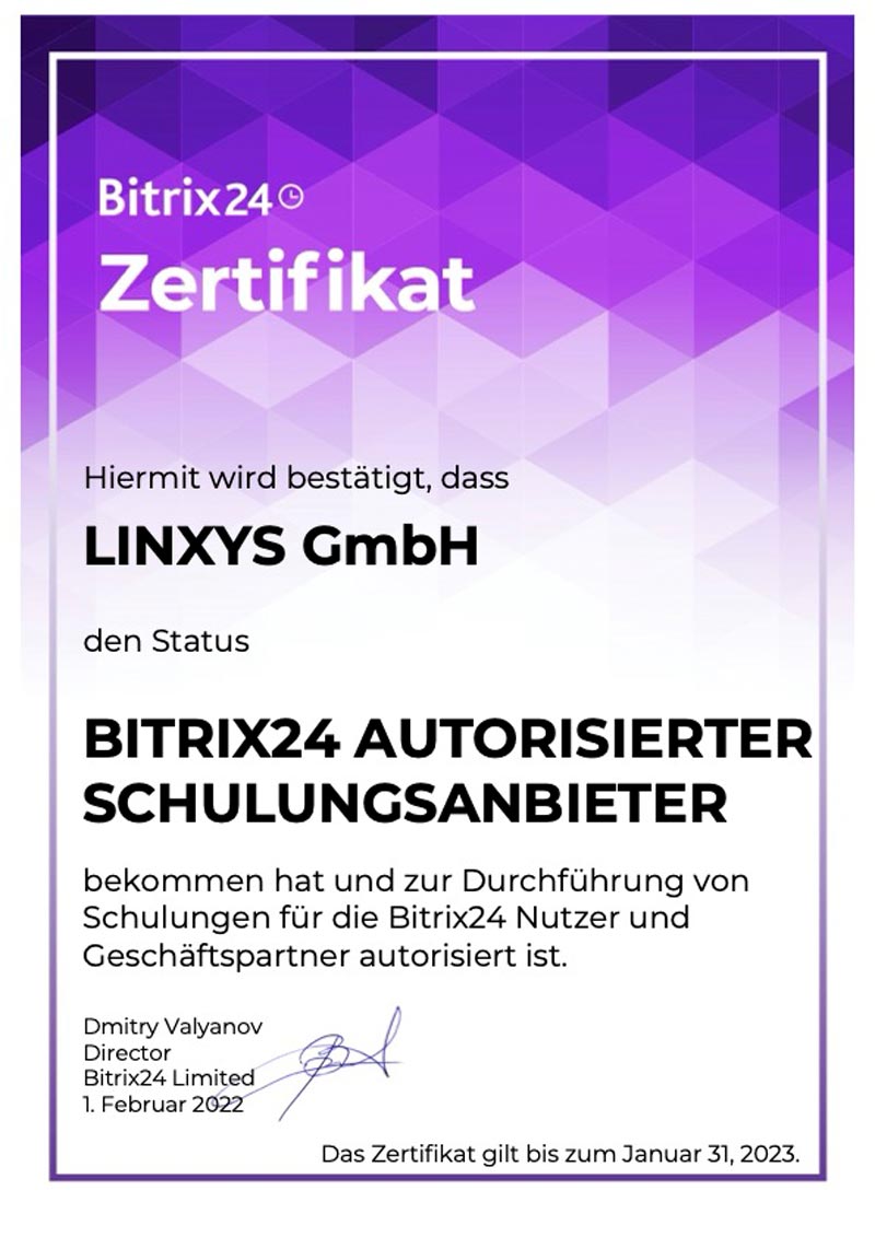 Bitrix24 Schulungspartner LINXYS