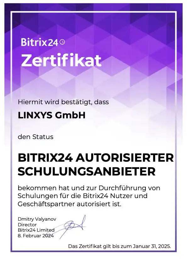 Bitrix24 Schulungspartner LINXYS 2024