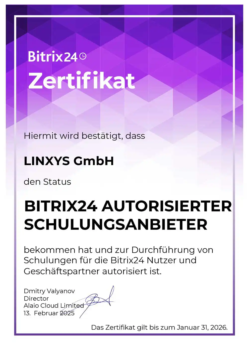 Bitrix24 Schulungspartner LINXYS 2025